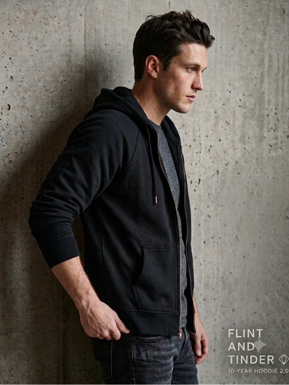 NIB Flint and Tinder 10-Year Full Zip Hoodie 2.0 Black Large Factory Sealed - Picture 3 of 12